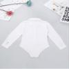 FEESHOW Kids Boys One-Piece Latin Jazz Dance Leotard Lapel Long Sleeves Button Down Shirt Romper Jumpsuit White 12 Years view 4