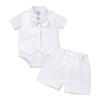 Baby Boy Gentleman Formal Baptism Outfits White Shirt Romper+ Shorts + Vest Suits 4 Pcs Sets Wedding Christening Tuxedo Suit White 18-24 Months view 1
