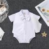 Baby Boy Gentleman Formal Baptism Outfits White Shirt Romper+ Shorts + Vest Suits 4 Pcs Sets Wedding Christening Tuxedo Suit White 18-24 Months view 3