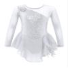 Oyolan Kids Girls Skater Figure Ice Skating Lreotard Dress Mesh Splice Athletic Gymnastic Ballet Dancewear White C 14 Years view 1