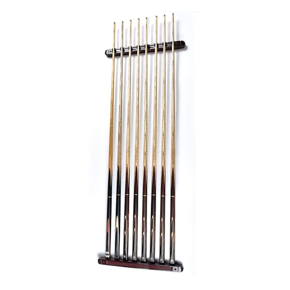 8 Pool Stick Holders, Wall Mounted Wooden Pool Cue Rack with Cue Clips, Suitable for Billiard Bar Clubs and Billiard Players