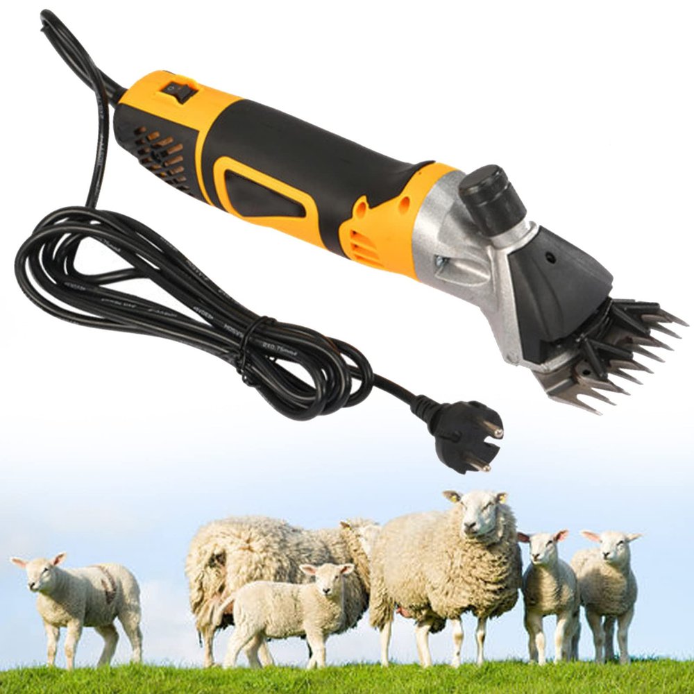 XYEJL 850W Goat Shears, Professional Electric Animal Grooming Shears, 6 Speeds Heavy Duty Farm Livestock Haircut, for Sheep Goat Alpacas Thick Coat and Heavy Duty Animals,Yellow-110V