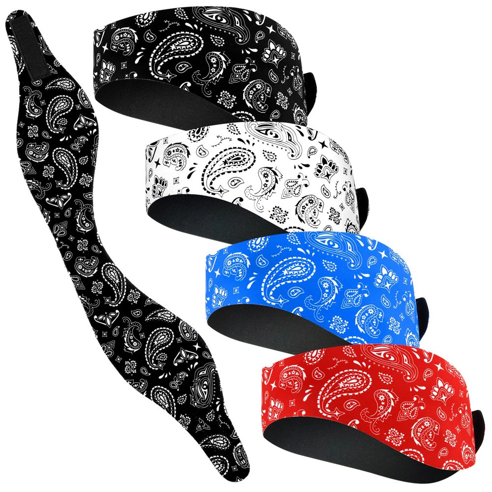 4 Pieces Swimming Headband Swimming Ear Band Adjustable Swim Headband Keeping Water Out Ear Protection for Kids Adults Surfing Bathing Kayaking (Delicate Style)