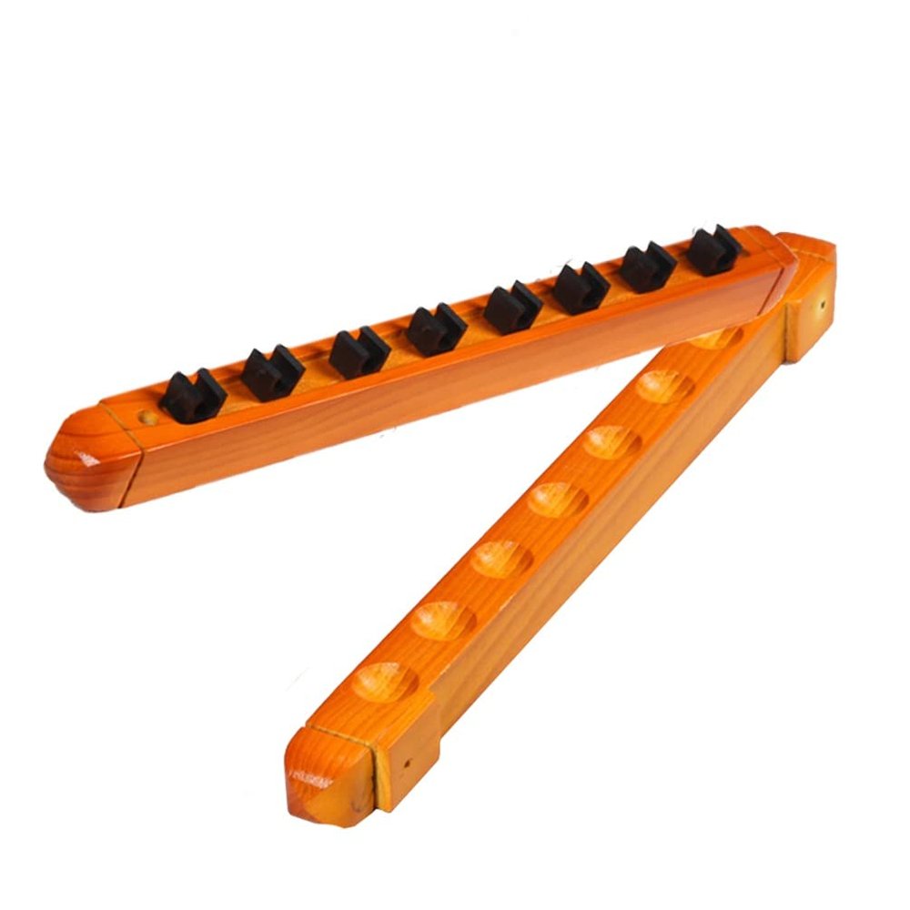 Wall Mount Billiard Cue Holder, Wooden Pool Cue Rack for 8 Billiard Cues, Game Room Pool Bar Club Pool Table Accessories (Color : Yellow)