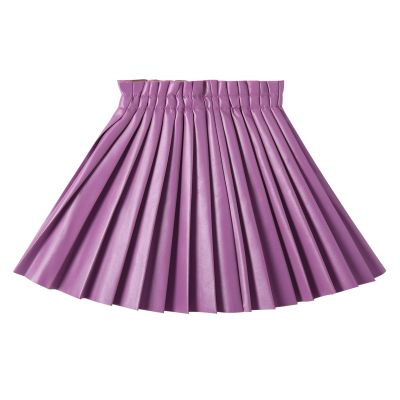 Pu Leather Skirts for Girls Kids & Teen & Toddler & Women Faux Leather Pleated Skirts,Lilac,14 Years