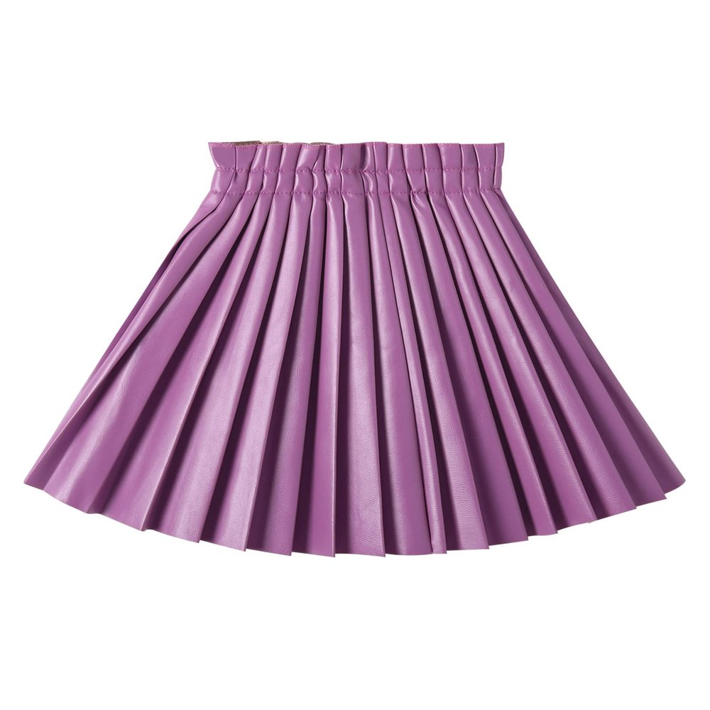 Pu Leather Skirts for Girls Kids & Teen & Toddler & Women Faux Leather Pleated Skirts,Lilac,14 Years