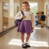 Pu Leather Skirts for Girls Kids & Teen & Toddler & Women Faux Leather Pleated Skirts,Lilac,14 Years view 3