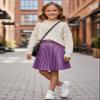 Pu Leather Skirts for Girls Kids & Teen & Toddler & Women Faux Leather Pleated Skirts,Lilac,14 Years view 4