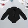 VernLan Kids Boys Latin Jazz Dance Leotard Shirt Ballroom Lapel Long Sleeves Performing Costume Black 12 Years view 3