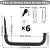 Heavdace 6 Pack Kayak Storage Racks, 15.5Inch Heavy Duty Garage Storage SUP Hooks, Wall Mount Surfboards Hanger view 2