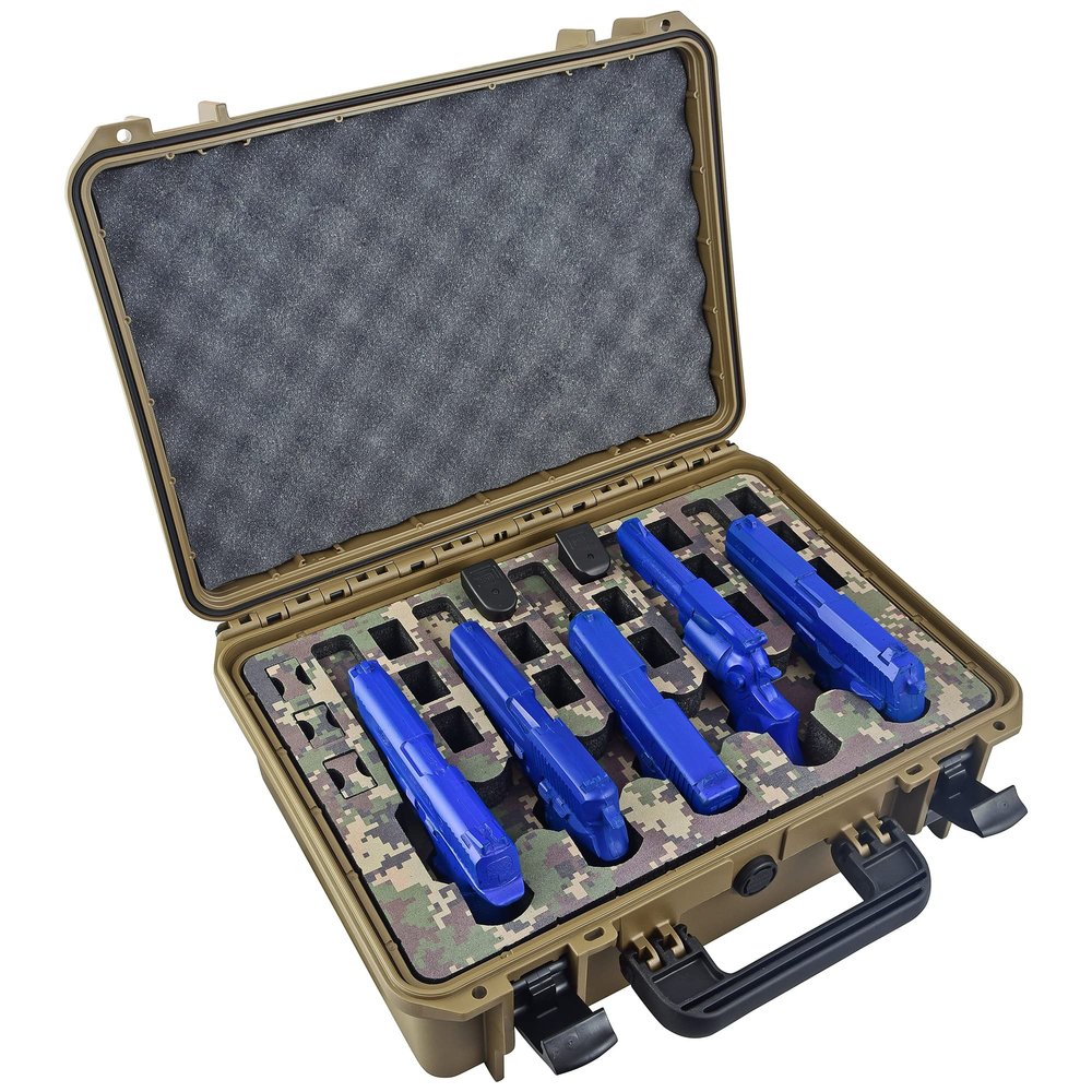 5 Pistol 18 Magazine DORO Gun Case - Sahara Case with Digital Camo Custom Foam Insert - Waterproof, Heavy Duty - Tactical Firearms and Ammunition Holder, 18 x 14 x 7-Inches