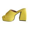 Womens Slip on Chnuky Sandals Sexy Square Toe Open Toe Super High Waterproof Platform Thick Heel Slippers Solid Comfy Casual Ladies Shoes Sandalias Yellow view 1