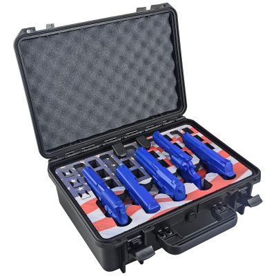 5 Pistol 18 Magazine DORO Gun Case with American Flag Custom Foam Insert - Waterproof, Heavy Duty - Tactical Firearms and Ammunition Holder, 18 x 14 x 7-Inches
