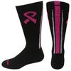 Epic Adult Crew Breast Cancer Black Ribbon Stripe Back Socks Pair Black/Pink/White (MEDIUM) SOCK SIZE PR view 1