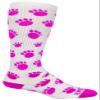Epic Youth Animal Paw Tracks - Cute Novelty Fun Design Kneehigh/Otc Socks Pair White/Pink (SMALL) SOCK SIZE PR view 1