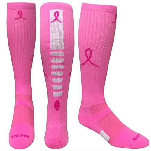 Epic Youth Breast Cancer Pink Ribbon Hero Kneehigh/Otc Socks Pair (SMALL) SOCK SIZE PR
