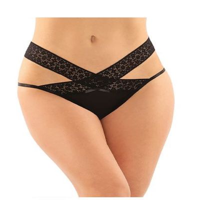 Fantasy Lingerie Daphne CrissCrossPanty6Pk Blk QS PY2105 Q/S Black