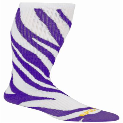 Epic Youth Zebra Stripes - Cute Novelty Fun Design Kneehigh/Otc Socks Pair White/Purple (SMALL) SOCK SIZE PR