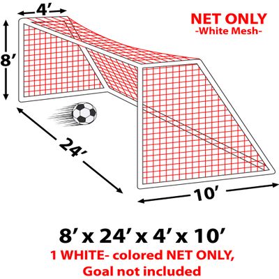 Epic 3Mm 8X24x4x10 White Soccer Goal Net -Each 8X24X4X10 - SN10 (Each)