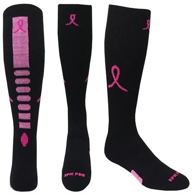 Epic Youth Breast Cancer Black Pink Ribbon Hero Kneehigh/Otc Socks Pair Black/Pink (SMALL) SOCK SIZE PR