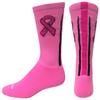 Epic Adult Crew Pink Breast Cancer Ribbon Stripe Back Socks Pair Pink/Black (MEDIUM) SOCK SIZE PR view 1