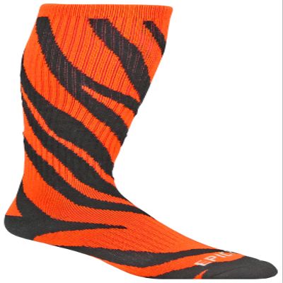 Epic Adult Zebra Stripes - Cute Novelty Fun Design Kneehigh/Otc Socks Pair Orange/Black (LARGE) SOCK SIZE PR