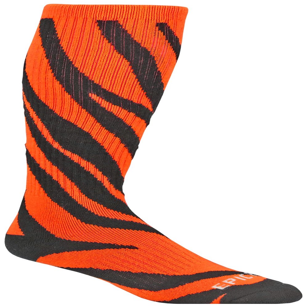 Epic Adult Zebra Stripes - Cute Novelty Fun Design Kneehigh/Otc Socks Pair Orange/Black (LARGE) SOCK SIZE PR