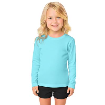 INGEAR Girls Long Sleeve Rash Guard Swim Shirt Outdoor Sports Shirt Lightweight Athletic Tee Protective Quick Dry (Blue Mist, X-Small)