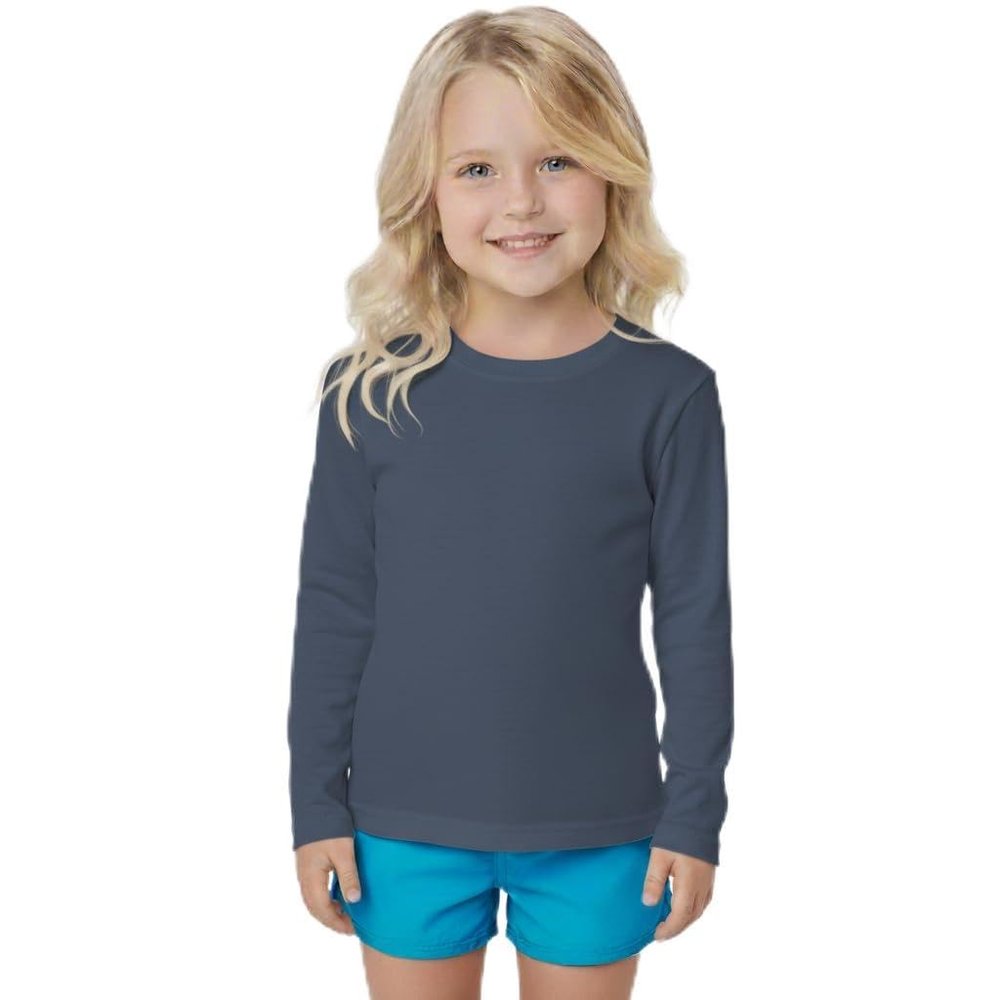 INGEAR Girls Long Sleeve Rash Guard Swim Shirt Outdoor Sports Shirt Lightweight Athletic Tee Protective Quick Dry (Marina Blue, X-Small)