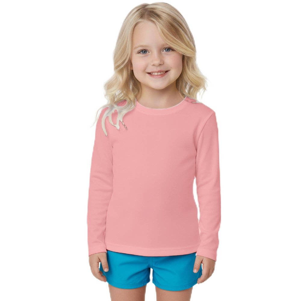INGEAR Girls Long Sleeve Rash Guard Swim Shirt Outdoor Sports Shirt Lightweight Athletic Tee Protective Quick Dry (Petal, X-Small)