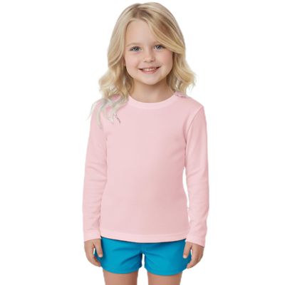 INGEAR Girls Long Sleeve Rash Guard Swim Shirt Outdoor Sports Shirt Lightweight Athletic Tee Protective Quick Dry (Rose, X-Small)