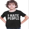 Small Black Youth I Hate People Funny Gift T-Shirt view 2