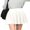 MBJ WB2382 Women's Casual Mini Flared Plain Pleated Skater Skirt with Shorts XXXL White view 1