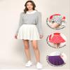 MBJ WB2382 Women's Casual Mini Flared Plain Pleated Skater Skirt with Shorts XXXL White view 2