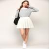 MBJ WB2382 Women's Casual Mini Flared Plain Pleated Skater Skirt with Shorts XXXL White view 4