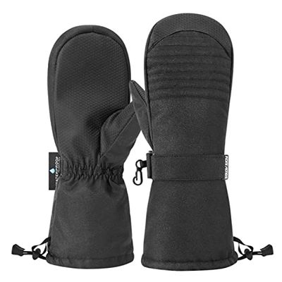 YINYUXIA 1 Pair Ski Gloves Thermal Mittens for Snowmobile Windproof Winter Snowboard Gloves for Men Women Skiing with Wrist Leashes