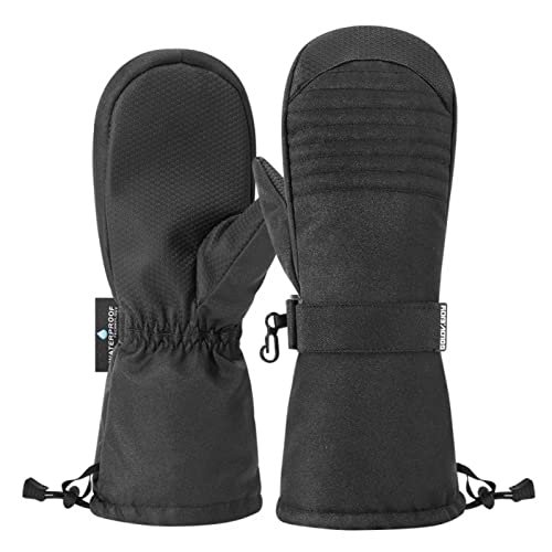 YINYUXIA 1 Pair Ski Gloves Thermal Mittens for Snowmobile Windproof Winter Snowboard Gloves for Men Women Skiing with Wrist Leashes