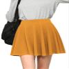 MBJ WB2382 Women's Casual Mini Flared Plain Pleated Skater Skirt with Shorts XL Mustard view 1