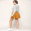 MBJ WB2382 Women's Casual Mini Flared Plain Pleated Skater Skirt with Shorts XL Mustard view 3