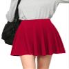 MBJ WB2382 Women's Casual Mini Flared Plain Pleated Skater Skirt with Shorts XXXL RED view 1