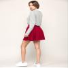 MBJ WB2382 Women's Casual Mini Flared Plain Pleated Skater Skirt with Shorts XXXL RED view 2