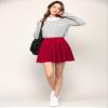 MBJ WB2382 Women's Casual Mini Flared Plain Pleated Skater Skirt with Shorts XXXL RED view 3