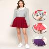 MBJ WB2382 Women's Casual Mini Flared Plain Pleated Skater Skirt with Shorts XXXL RED view 4