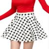 MBJ WB2382 Women's Casual Mini Flared Plain Pleated Skater Skirt with Shorts XXXL White_Polka view 1