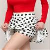MBJ WB2382 Women's Casual Mini Flared Plain Pleated Skater Skirt with Shorts XXXL White_Polka view 2