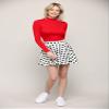 MBJ WB2382 Women's Casual Mini Flared Plain Pleated Skater Skirt with Shorts XXXL White_Polka view 3