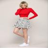 MBJ WB2382 Women's Casual Mini Flared Plain Pleated Skater Skirt with Shorts XXXL White_Polka view 4
