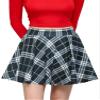 MBJ WB2382 Women's Casual Mini Flared Plain Pleated Skater Skirt with Shorts XXL Black_Plaid view 1
