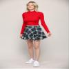 MBJ WB2382 Women's Casual Mini Flared Plain Pleated Skater Skirt with Shorts XXL Black_Plaid view 2