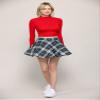 MBJ WB2382 Women's Casual Mini Flared Plain Pleated Skater Skirt with Shorts XXL Black_Plaid view 4